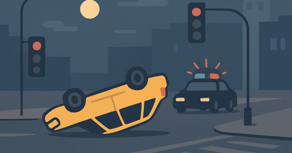 示意圖：土城金城路口深夜2輛計程車對撞 多元計程車翻覆2駕駛送醫